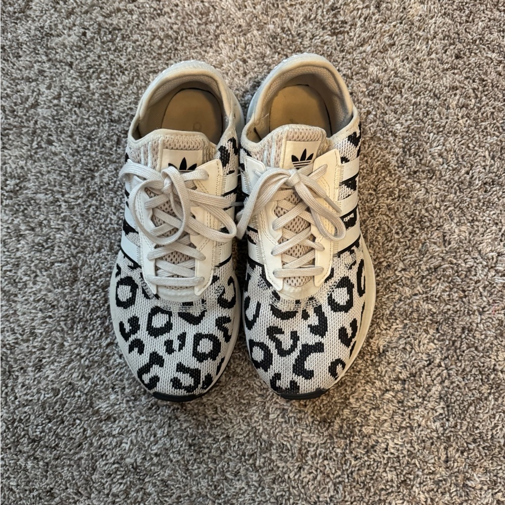 Adidas Women's Black and White Leopard Sneakers